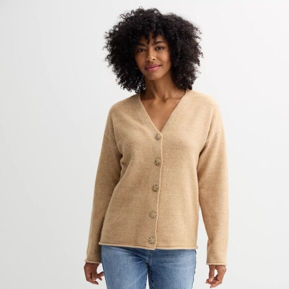 Sonoma Goods For Life Sweater Cardigan Size Large Brown Beige Women’s Button NWT - Picture 1 of 12